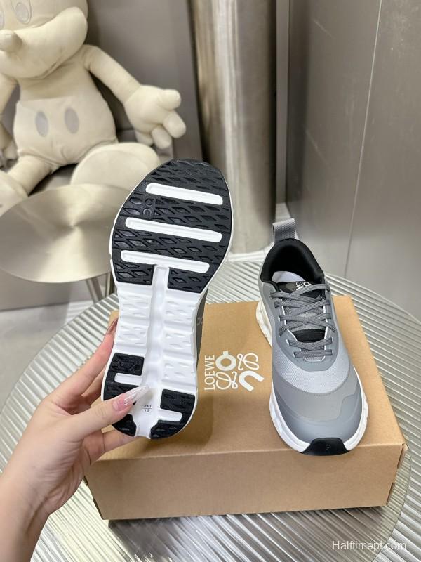 2025 Women Loewe Grey Mesh Leather Sneakers CloudTec Phase