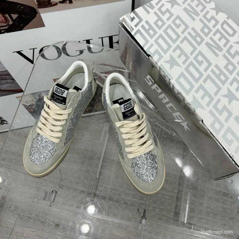 2024 Unisex GGDB Silver Grey Suede Glitter Low Top Sneakers MJ00260