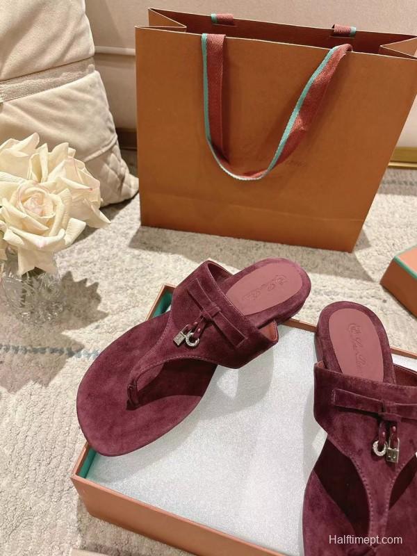 2025 Slippers LP Wine Suede Slippers LY00250