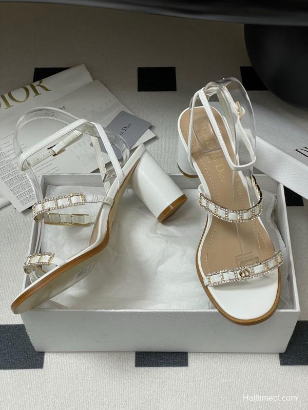 Dior D-lssime Heeled Sandals with Crystal Embellishments and Cross Straps - 2025SS