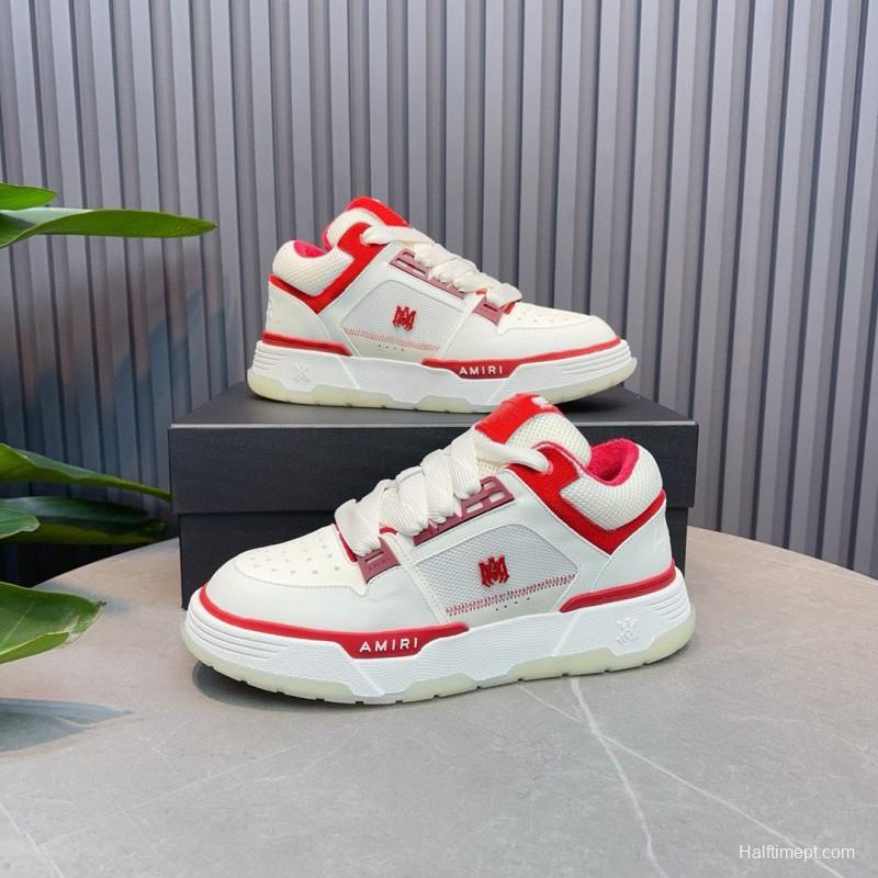 2024 Unisex Amiri White Red Leather Sneakers MJ00360