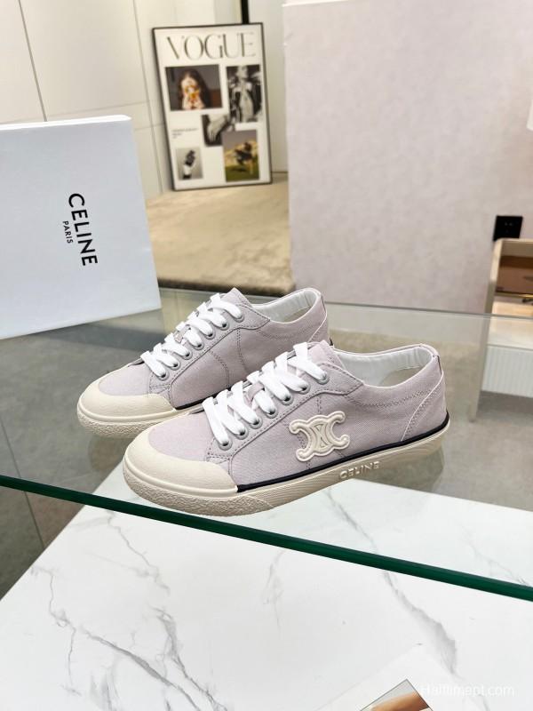 2025 Women Celine Light Grey Canvas Sneakers LY00210