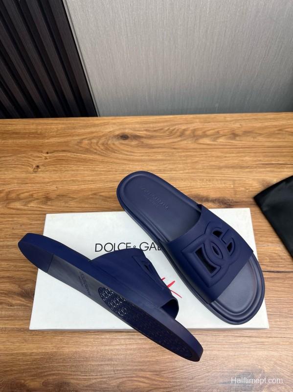 2025 Slippers Dolce & Gabbana Blue Rubber Slippers