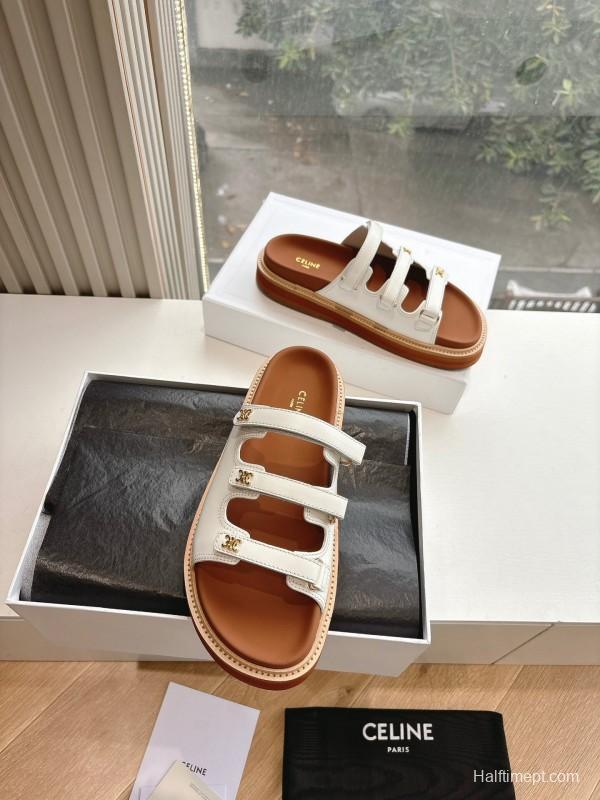 2025 CELINE White Leather Sandals