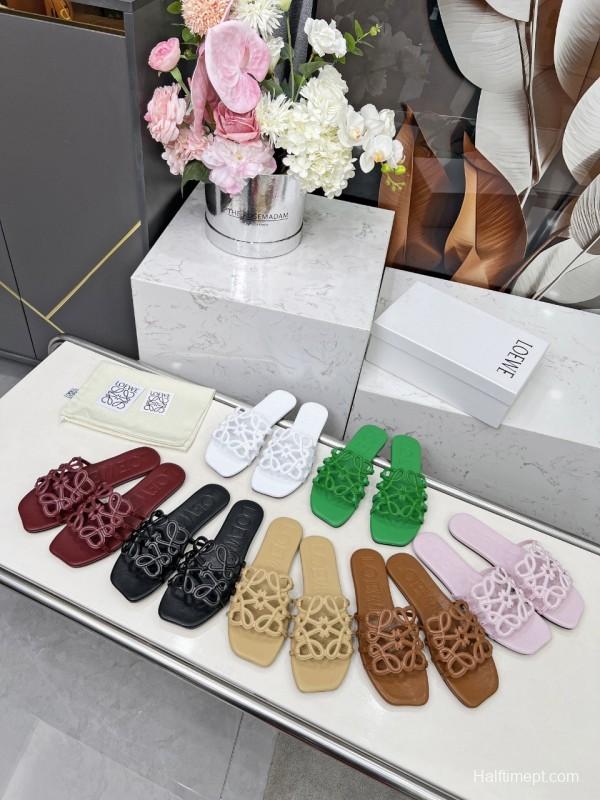 2025 Slippers Loewe White Leather Limited Edition LY00190