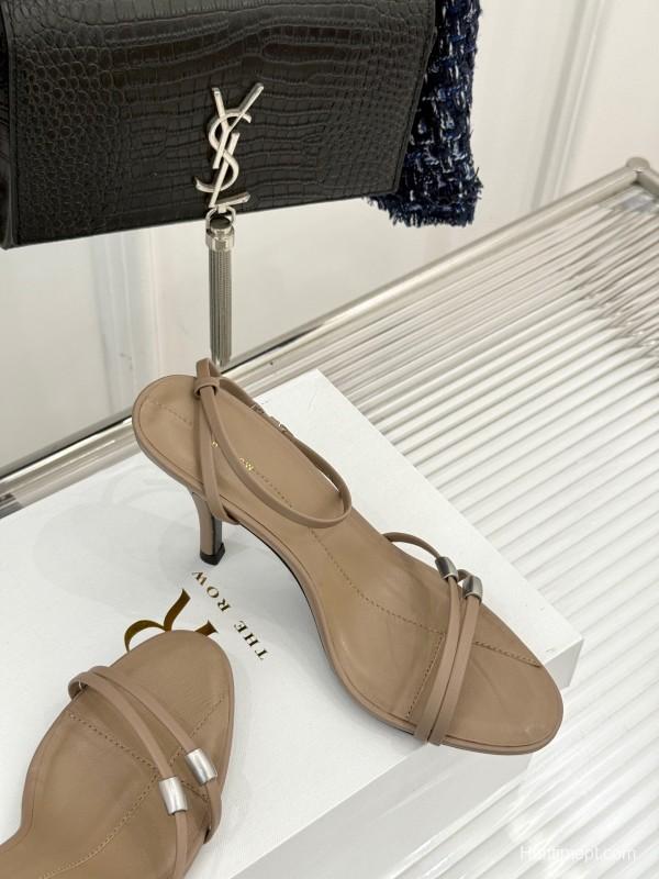 2025 Women Yves Saint Laurent Beige Leather Sandals KFY00270