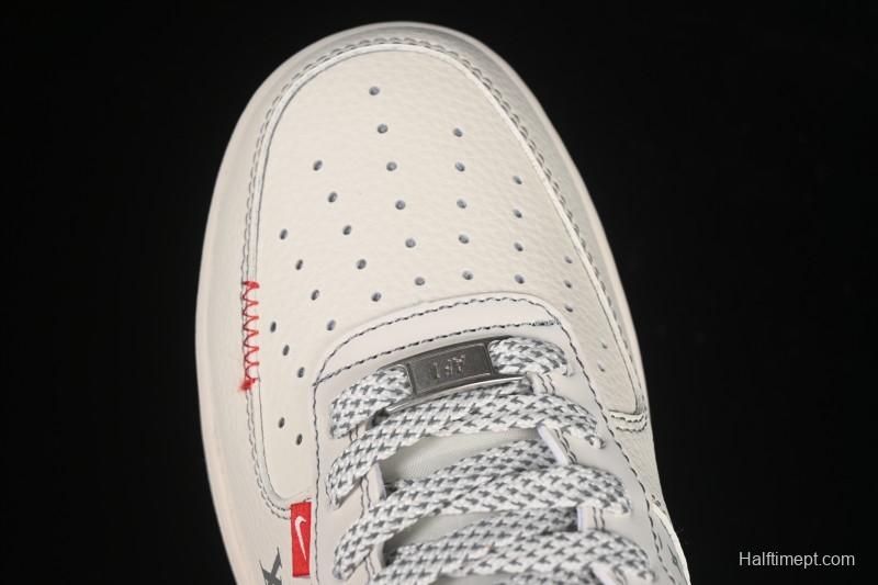 Nike Air Force 1 '07 Low LV Collaboration Light Gray Small Double Hook Casual Sneakers - YX5066-350