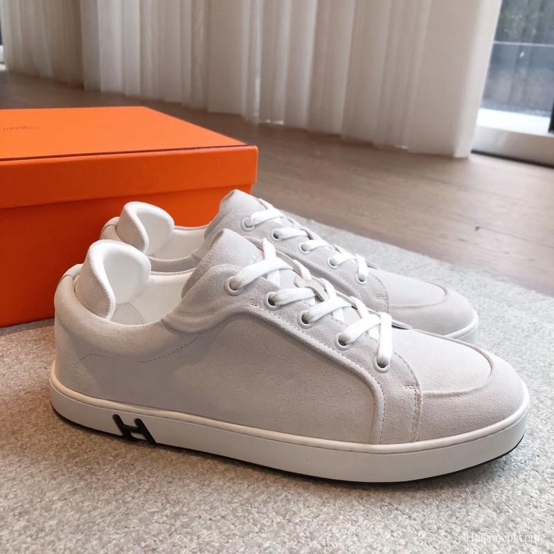 2025 Unisex H White Leather Sneakers Classic Construction AS00380