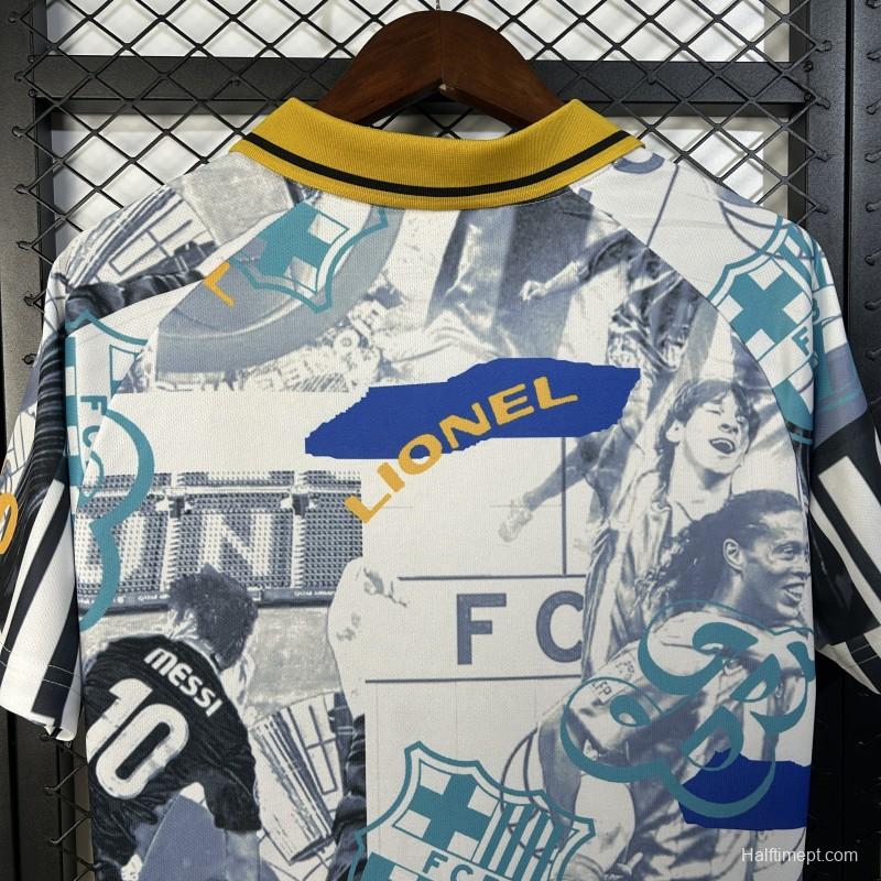 25/26 FC Barcelona White with Collage Art Jersey