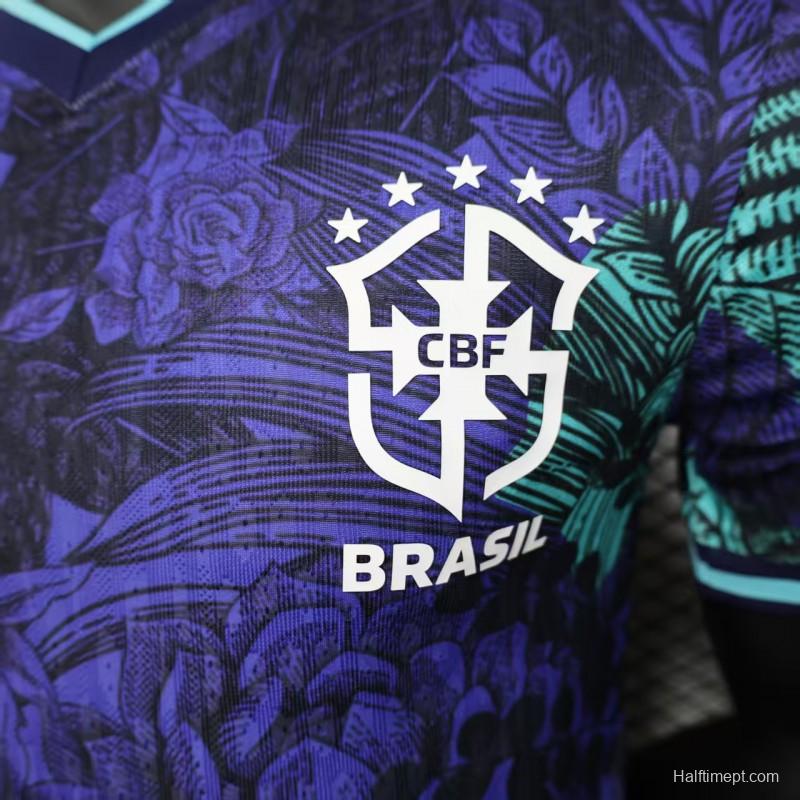 Player Version 2025 Brazil Purple with Tropical Leaf Pattern Jersey