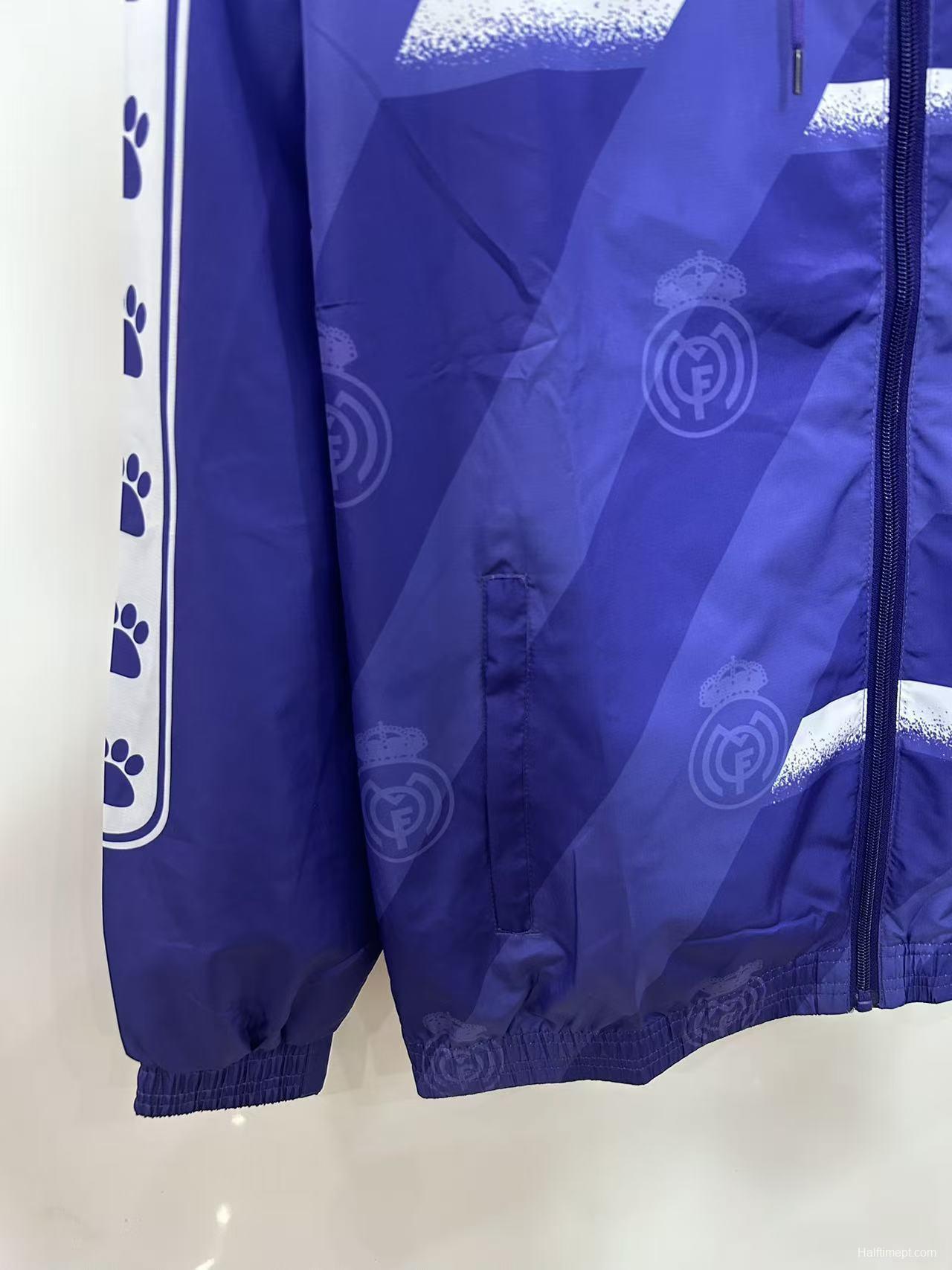 25/26 Real Madrid Purple with White Spray Pattern Windbreaker
