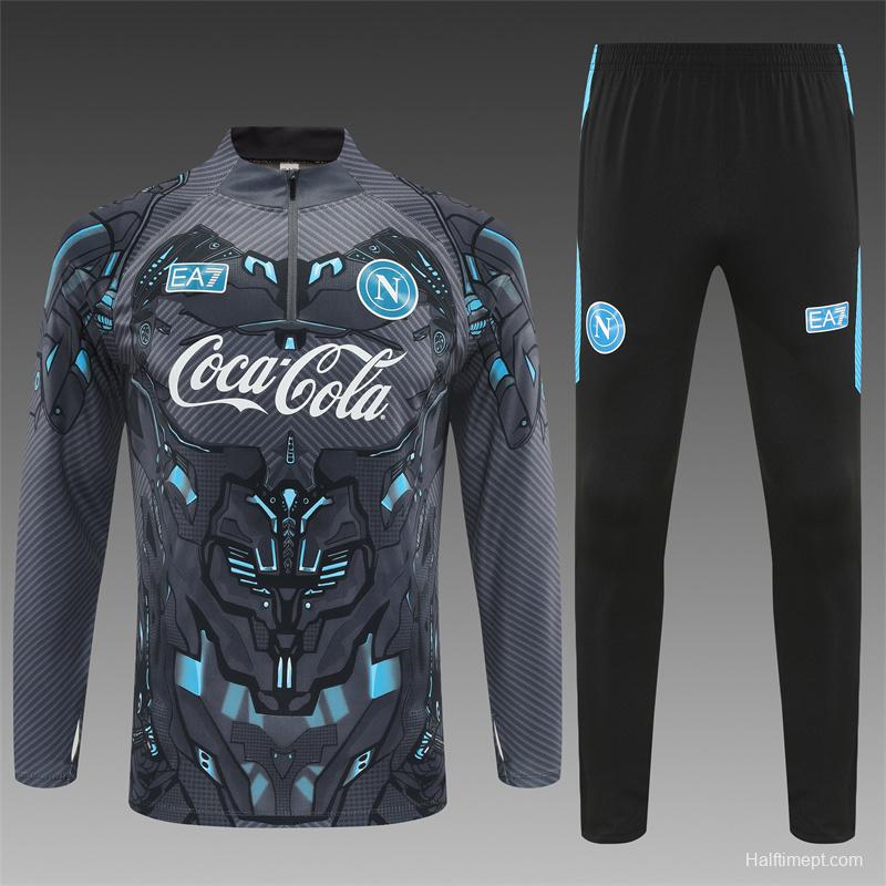 25/26 Napoli Black Grey Camouflage Half Zipper Jacket+Long Pants