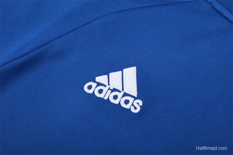Retro 13/14 Real Madrid Color Blue Half Zipper Jacket+Long Pants