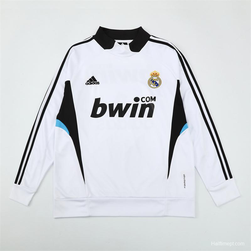 Retro 08/09 Real Madrid White Half Zipper Jacket+Long Pants