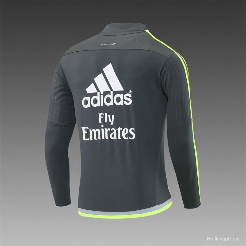 Retro 15/16 Real Madrid Dark Grey Half Zipper Jacket