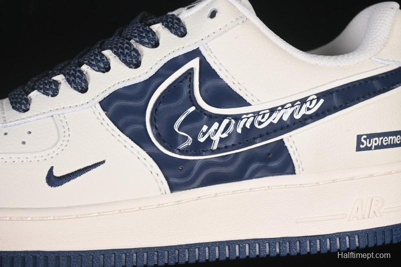 Nike Air Force 1'07 Low Supreme Co-branded Ripple Beige Blue Casual Skate Shoes - XY2025-001