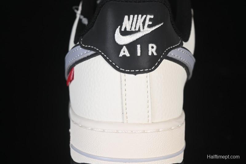 Nike Air Force 1'07 Low Beige Gray Black Letter Casual Sneakers - JS8028-018