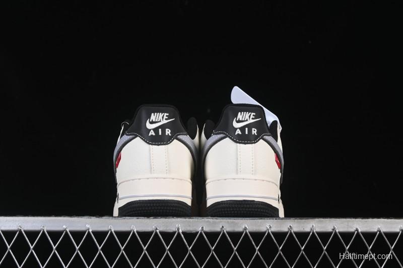 Nike Air Force 1'07 Low Beige Gray Black Letter Casual Sneakers - JS8028-018