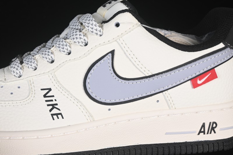 Nike Air Force 1'07 Low Beige Gray Black Letter Casual Sneakers - JS8028-018