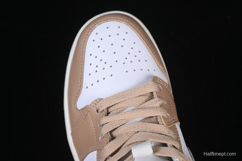 Nike Air Jordan 1 Mid AJ1 White Wheat Mid-Top Casual Sneakers - DQ8426-200