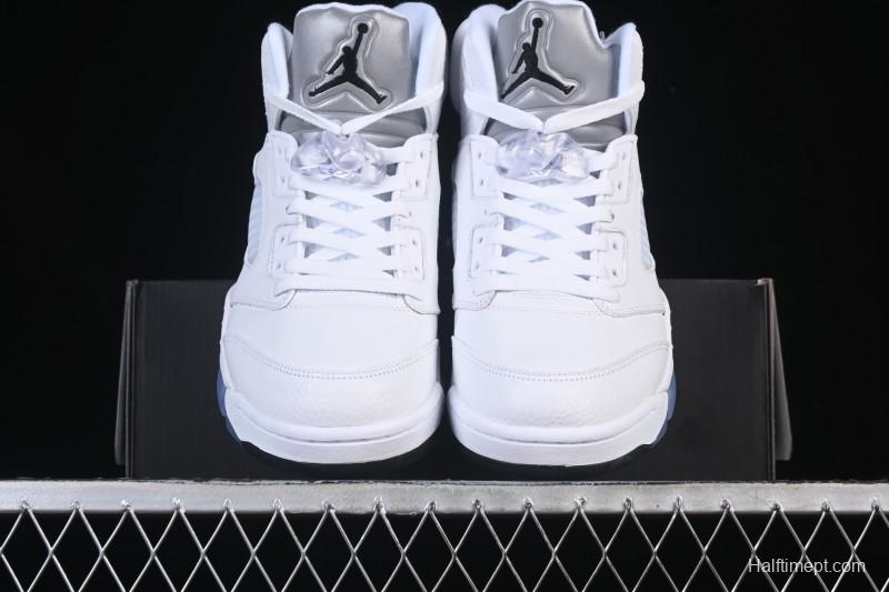 Nike Air Jordan 5 Retro White Metallic Basketball Shoes - HQ7978-103