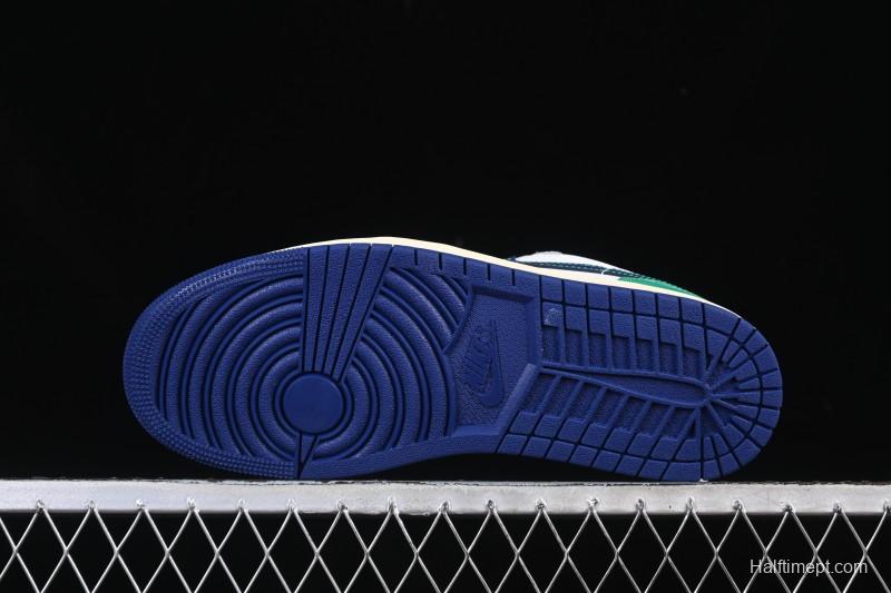 Nike Air Jordan 1 Low AJ1 Blue Green Colorway Low-Top Casual Skate Shoes - 553558-147