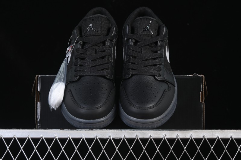 Nike Air Jordan 1 Low AJ1 Black White Canvas Patch Low Top Casual Basketball Shoes - HV5968-001