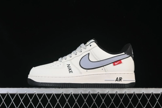 Nike Air Force 1'07 Low Beige Gray Black Letter Casual Sneakers - JS8028-018