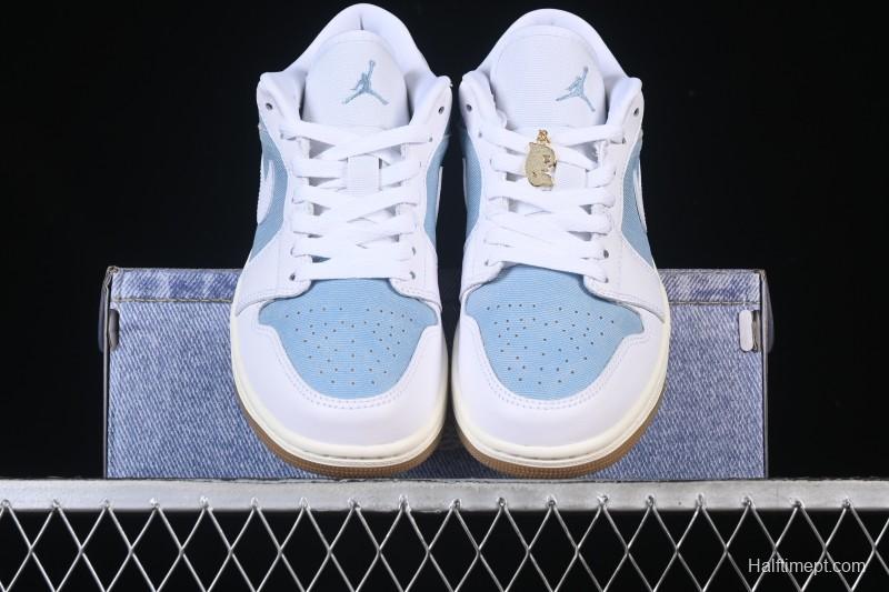 Nike Air Jordan 1 Low Denim Worn Blue Retro Basketball Shoes - HQ2004-400