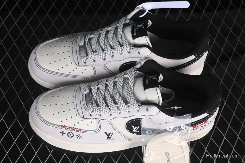 Nike Air Force 1 '07 Low LV Collaboration Black Swoosh Woven Label Casual Sneakers - CX5050-Y23