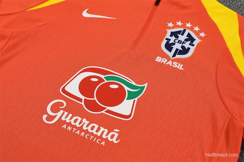 Player Version 25/26 Brazil Orange Half Zipper Jacket+Long Pants