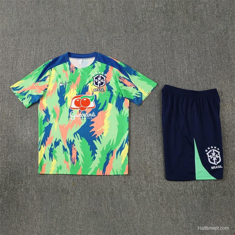25/26 Brazil Blue Green Camouflage with XS Short Sleeve+Soccer Shorts