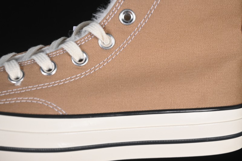Converse 1970s Hi-Top Casual Canvas Sneakers with Fleece Lining in Khaki - 168504C