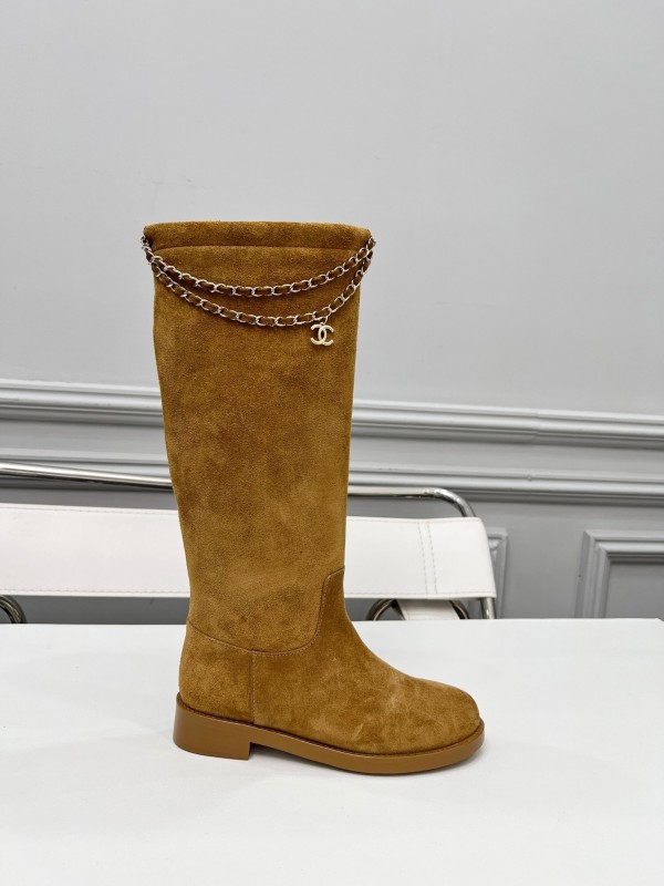 Chanel 2025/SS Quilted Leather Chain Four-Leaf Clover CC Flat Ankle Boots - LY00510