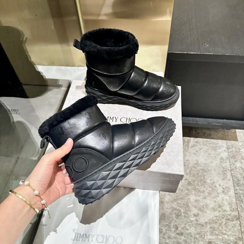 JIMMY CHOO 2025 SS Casual White Sneakers with Genuine Wool Snow Boots - LY00340