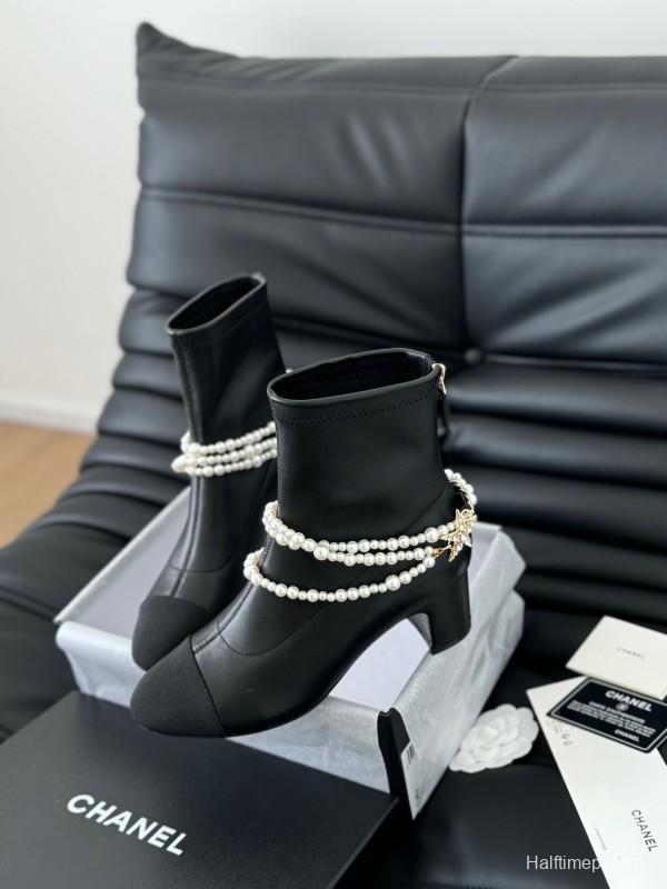 Chanel Pearl Collection Mary Jane Short Boots - LY00360