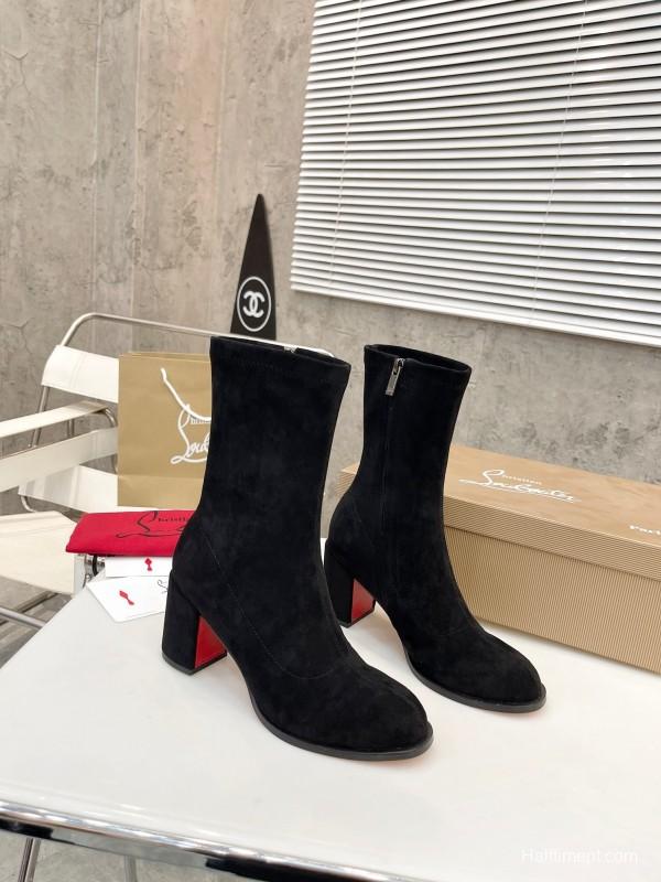 Christian Louboutin 2025/SS Chunky Heel Elastic Ankle Boots - LY00300