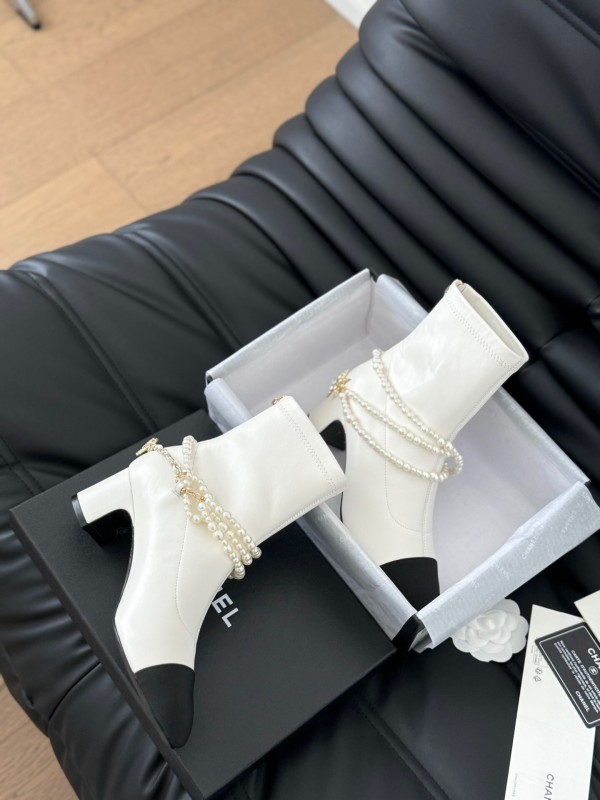 Chanel 2025/SS Haute Couture Pearl Collection Mary Jane Ankle Boots - LY00360
