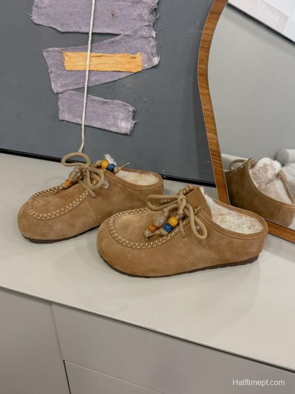 UGG 2025 Spring/Summer Collection Cozy Wool Slippers with Retro Buckle - KFY00240