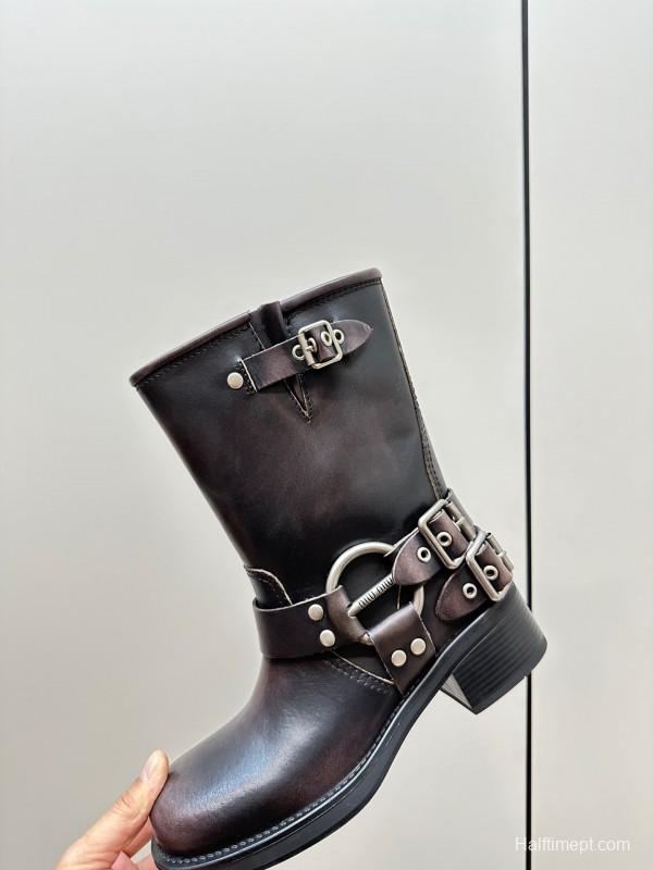 Miu Miu Fall/Winter 2025 Limited Edition Punk Style Martin Boots - LY00500