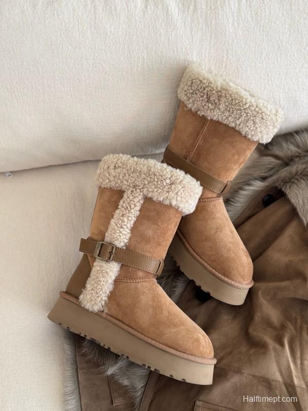 Adidas Curly Fur Thick Sole Little Knight Boots - AS00370