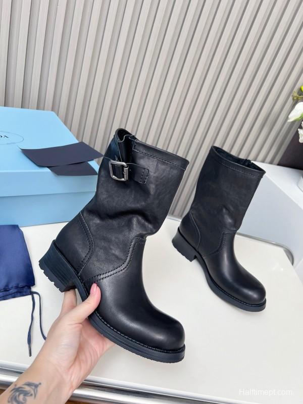 Prada 2025 SS Retro Martin Boots Riding Boots - LY00350
