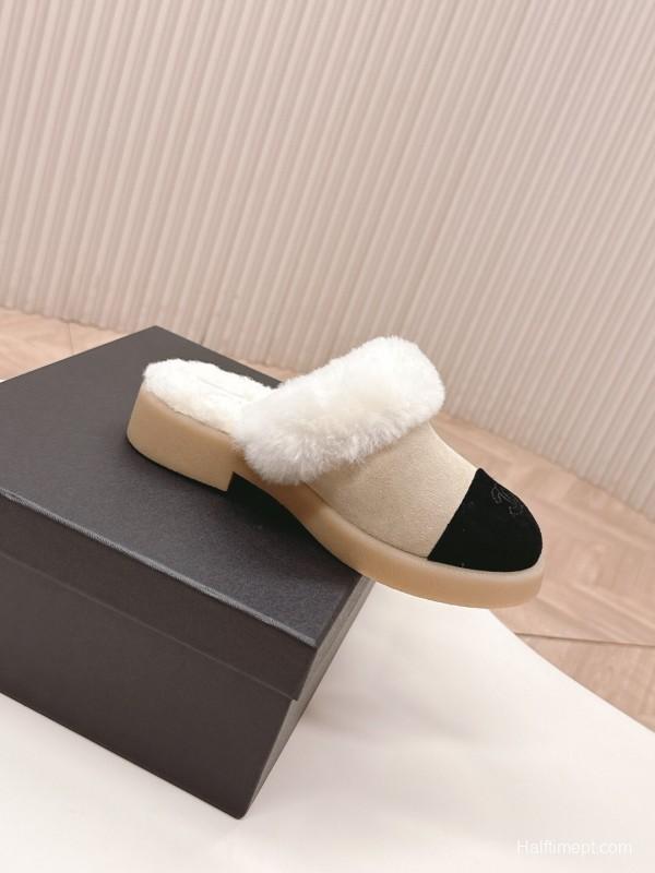 Chanel 2025/SS Fall Winter New Fur Slide Sandals Half-Drag - KFY00310
