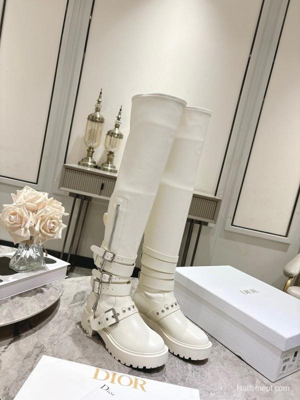 Dior 2025/SS Punk Strap Knee High Boots - KFY00500