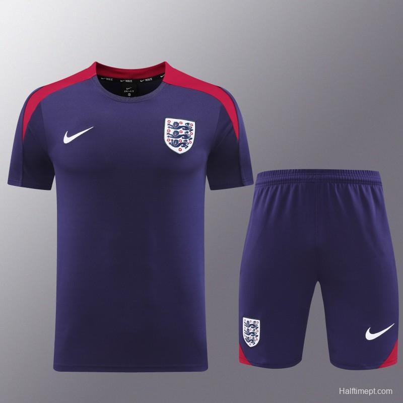 2025 England Purple Short Sleeve+Soccer Shorts