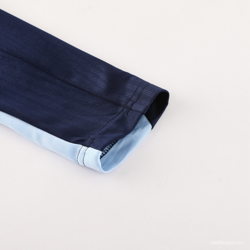 2025 France Royal Blue Half Zipper Jacket+Long Pants