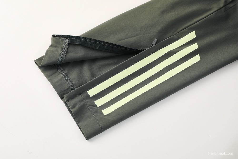 25/26 Real Madrid Dark Green Half Zipper Jacket+Long Pants S-3XL