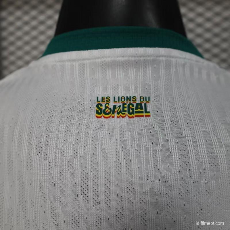 25/26 Player Version  Senegal Away White with African Traditional Pattern Jersey