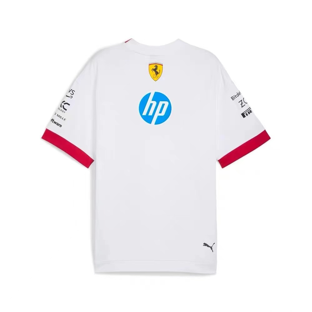 2025 F1 Scuderia Ferrari F1 Team White with Red Trim Crew T-Shirt