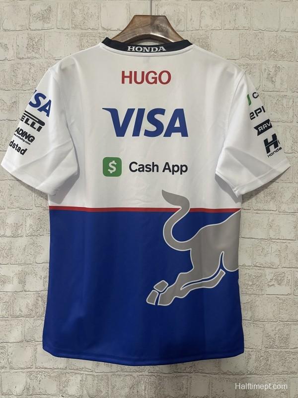 2025 F1 Red Bull Racing White and Blue with Silver Bull Logo Jersey